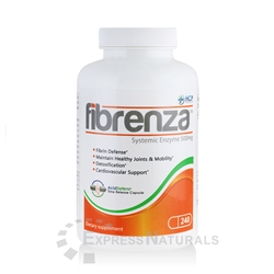 Fibrenza Systemic Enzyme 240 Capsules bottle with AcidDefenz delayed-release capsule
