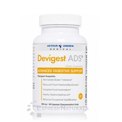 Devigest ADS 90 Capsules digestive enzyme supplement bottle by Arthur Andrew Medical